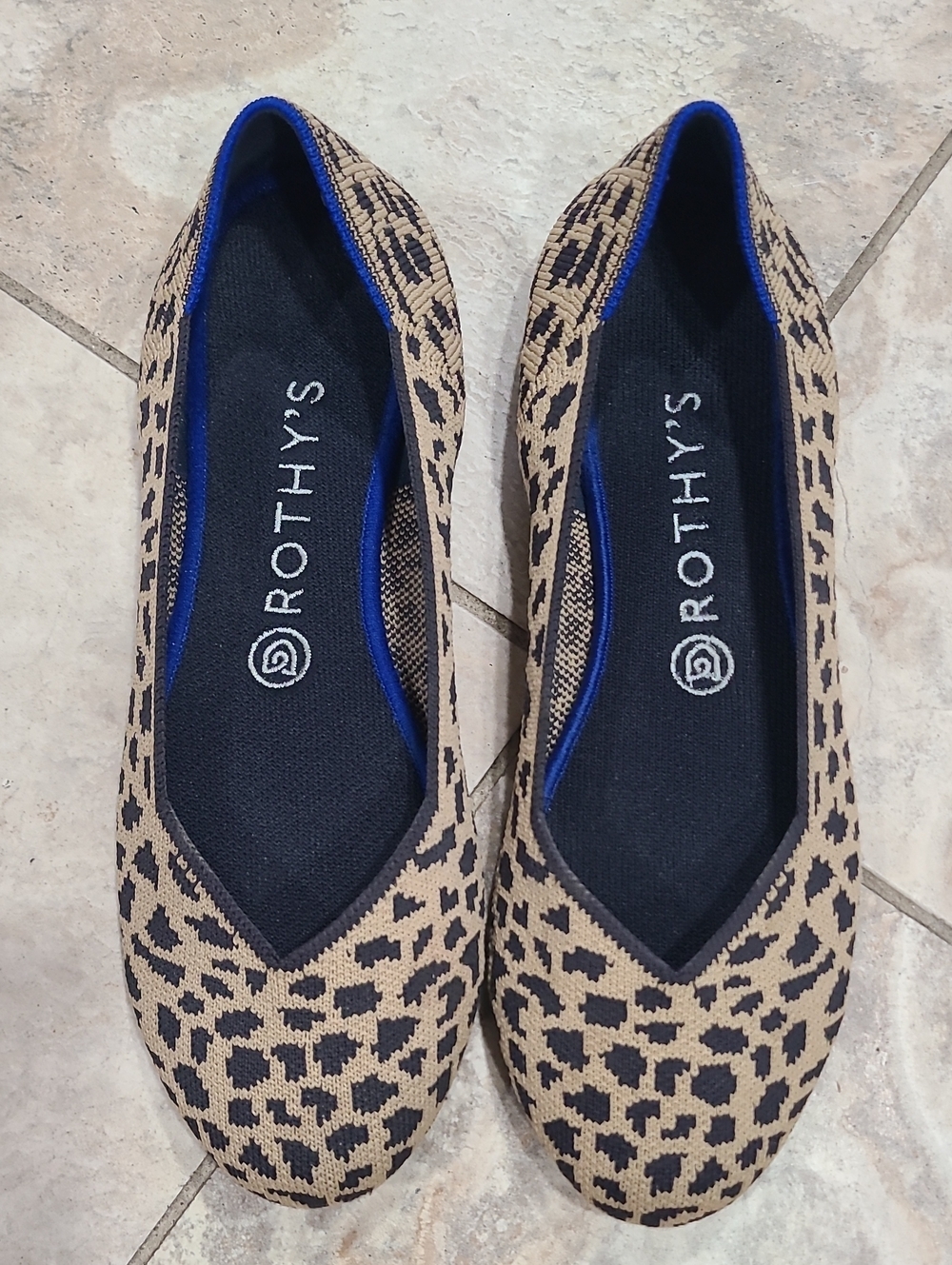 Rothy's Leopard Print Ballet Flats in Tan and Black